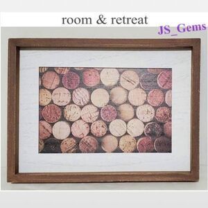 New Room & Retreat Wall Art Wine Corks Wood Framed Brown Picture Box Sign Décor